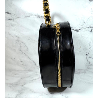 Chanel Vintage Round Patent CC B&W Handle Bag