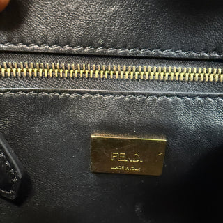 Fendi Mini Shearling Peekaboo Bag Sheepskin Fur Brown/Black FF Zucca Selleria