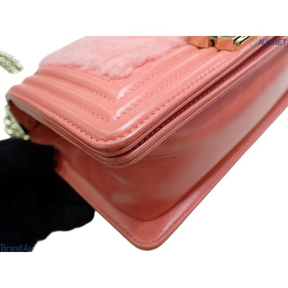 Chanel Pink Shearling Fur Small Boy Bag
