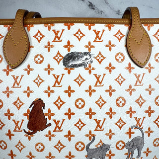 Louis Vuitton Catogram Neverfull Bag Ivory MM Grace Coddington Cat LV RARE tote