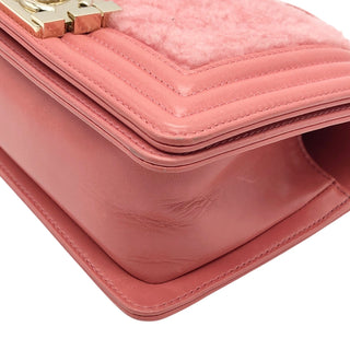 Chanel Pink Shearling Fur Small Boy Bag