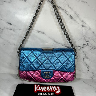 Chanel Metallic Shoulder Bag CC Matelasse Quilted Leather Pink/Blue/Black/Silver