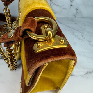 Prada Velvet Lion Bag Yellow Gold Shoulder/Crossbody Metal Rare Knocker Purse