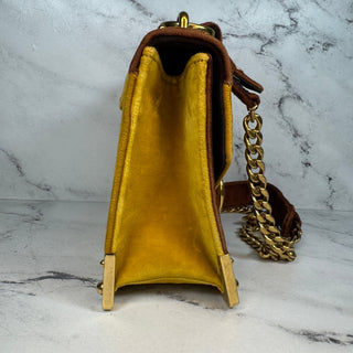 Prada Velvet Lion Bag Yellow Gold Shoulder/Crossbody Metal Rare Knocker Purse