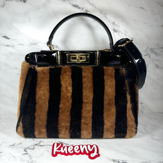 Fendi Peekaboo Striped Shearling Bag