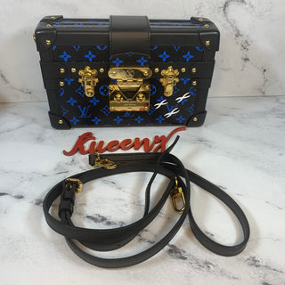 Louis Vuitton Black/Blue Monogram Petite Malle Trunk