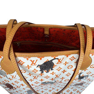 Louis Vuitton Catogram Neverfull Bag Ivory MM Grace Coddington Cat LV RARE tote