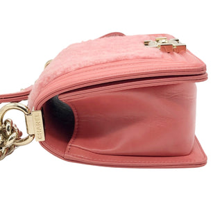 Chanel Pink Shearling Fur Small Boy Bag