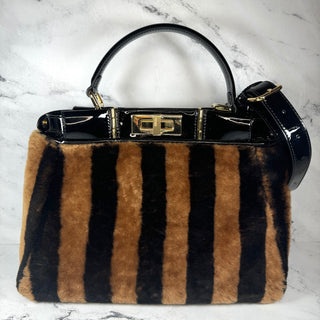 Fendi Peekaboo Striped Shearling Bag