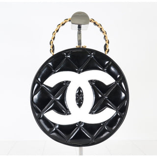 Chanel Vintage Round Patent CC B&W Handle Bag