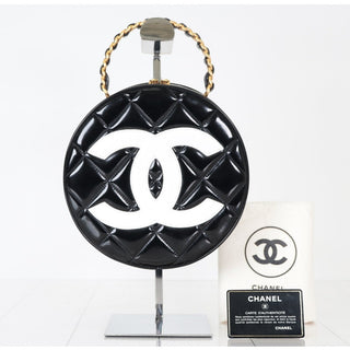 Chanel Vintage Round Patent CC B&W Handle Bag