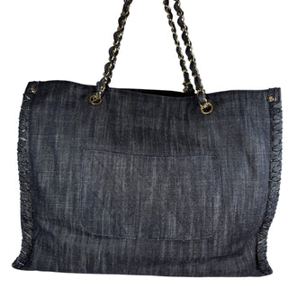 Chanel Vintage Denim Embroidered Night Flight Tote Bag