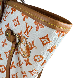 Louis Vuitton Catogram Neverfull Bag Ivory MM Grace Coddington Cat LV RARE tote