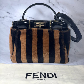 Fendi Peekaboo Striped Shearling Bag