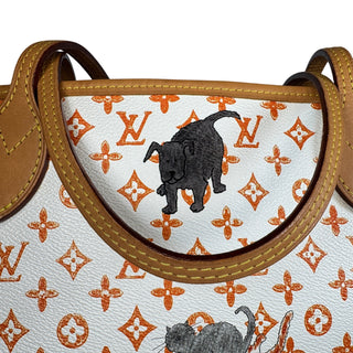 Louis Vuitton Catogram Neverfull Bag Ivory MM Grace Coddington Cat LV RARE tote