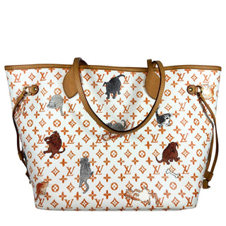 Louis Vuitton Catogram Neverfull Bag Ivory MM Grace Coddington Cat LV RARE tote
