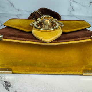 Prada Velvet Lion Bag Yellow Gold Shoulder/Crossbody Metal Rare Knocker Purse