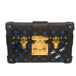 Louis Vuitton Black/Blue Monogram Petite Malle Trunk