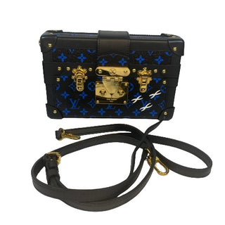 Louis Vuitton Black/Blue Monogram Petite Malle Trunk