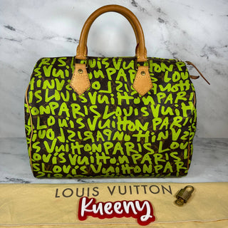 Louis Vuitton Neon Green Graffiti Speedy 30